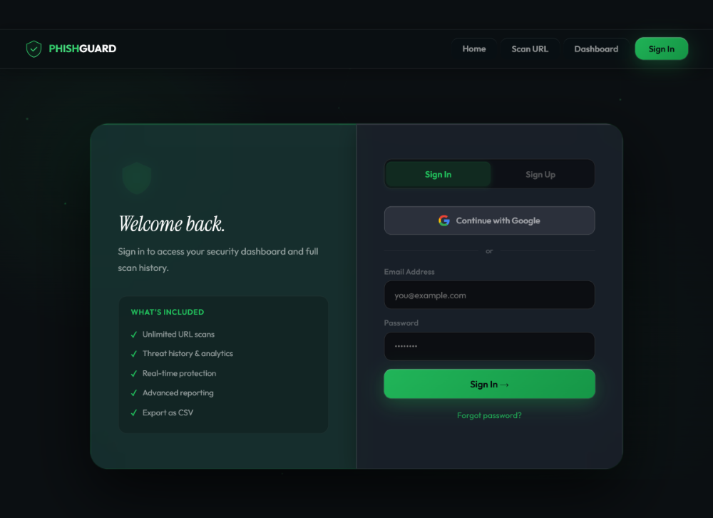 Screenshot 8 of PhishGuard project